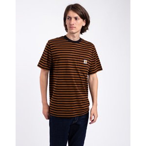 Tričko Carhartt WIP S/S Seidler Pocket T-Shirt Seidler Stripe, Deep H. Brown / Black