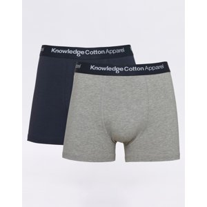 Knowledge Cotton 2 Pack Solid Colored Underwear With Navy Elastic 1012 Grey Melange L