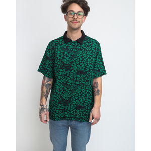 Lazy Oaf Flintstones Dino Leopard Bowling Shirt Green/Black M