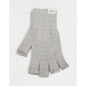 Makia Wool Fingerless Gloves Light Grey