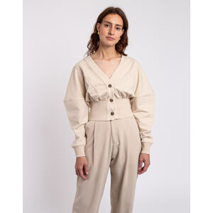 Ninety Percent Leona Organic Cotton American Fleece Panelled Cardigan OATMEAL L