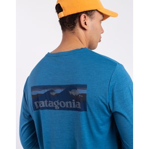 Tričko Patagonia M's L/S Cap Cool Daily Graphic Shirt - Waters Boardshort Logo: Wavy Blue X-Dye