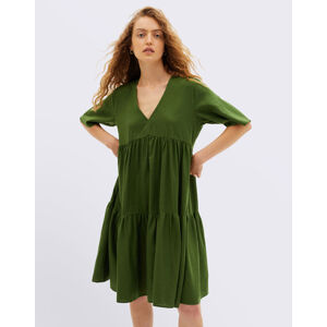 Thinking MU Green Hemp Fresia Dress GARDEN GREEN L